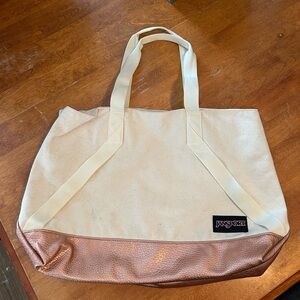 Jansport Cream and Rose Gold Tote Bag